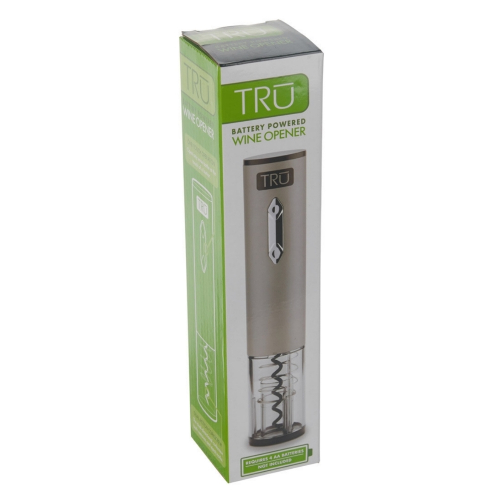 NEW TRU Battery Powered Wine Opener Modern Design Wine Enthusiasts Gift